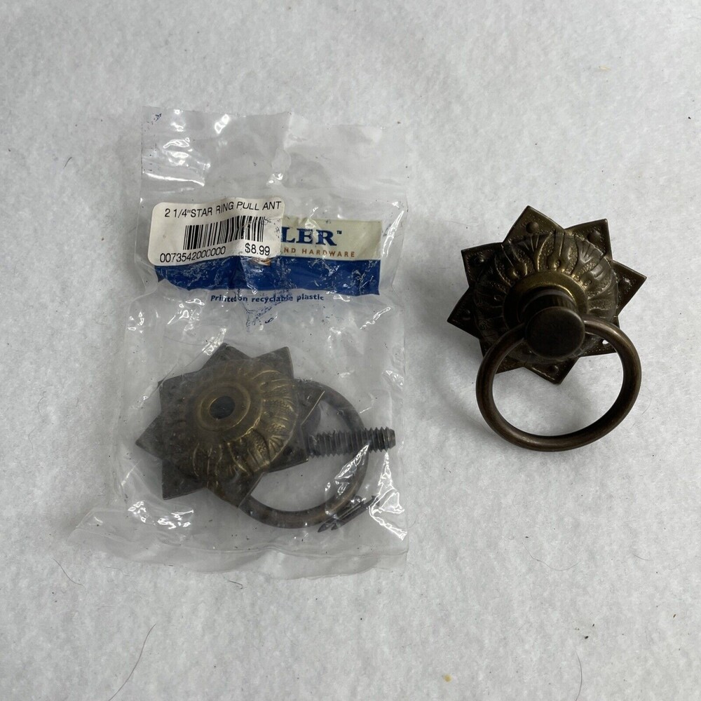 Rockler Antique Furniture  Metal Star Ring  2 1/4 Cabinet Handle Drawer Pull